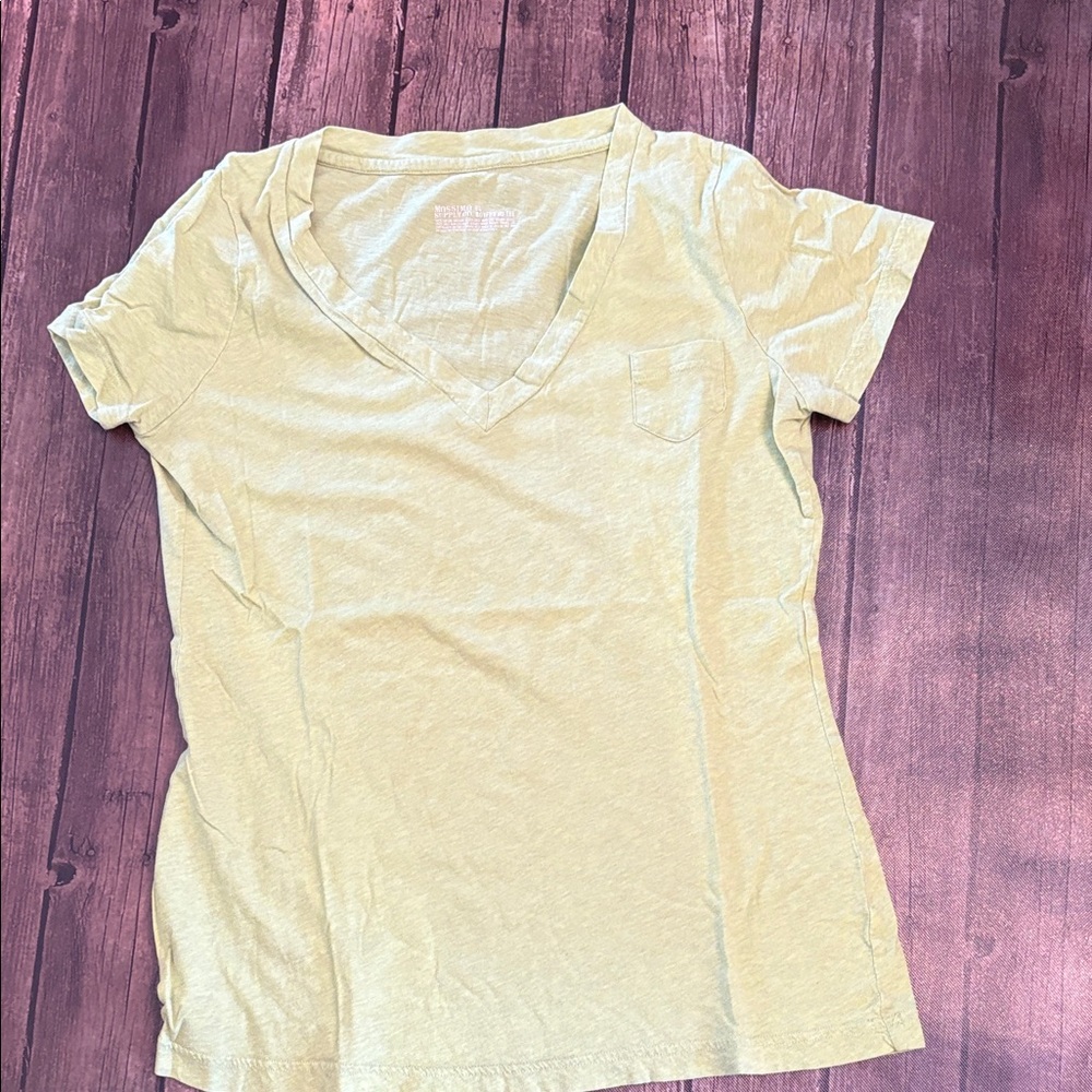 Mossimo Supply Co. Lime Green V-Neck Boyfriend Tee Sz L